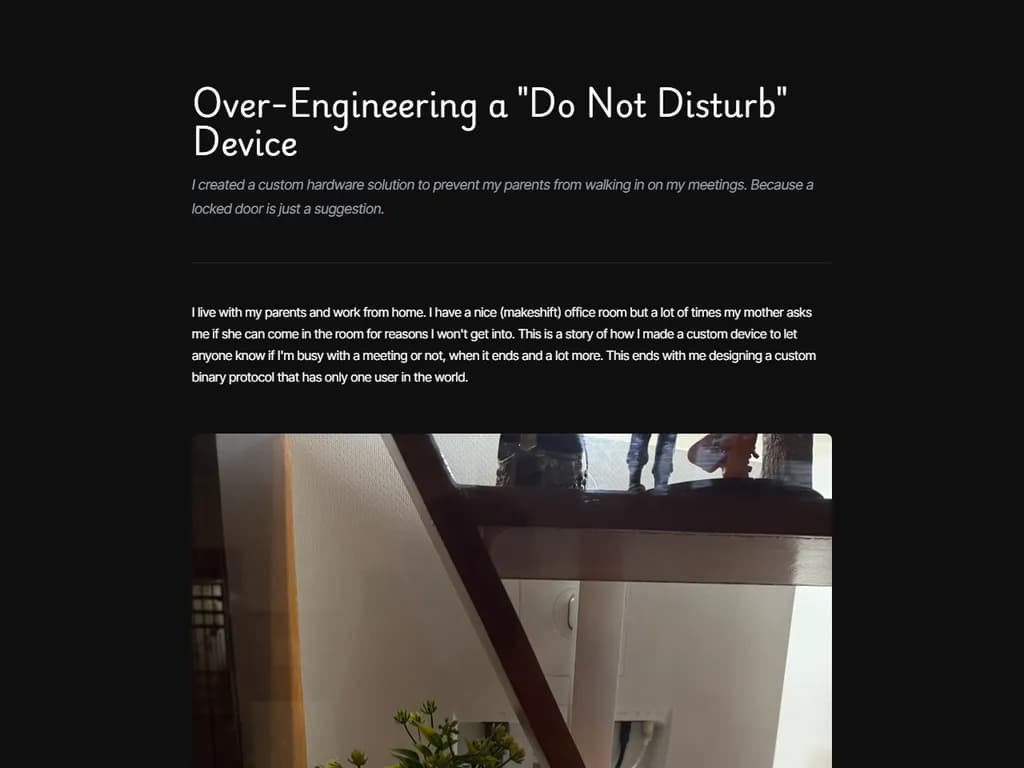 **Show HN:**
*自宅オフィス用の「通知停止」デバイスを作りました*