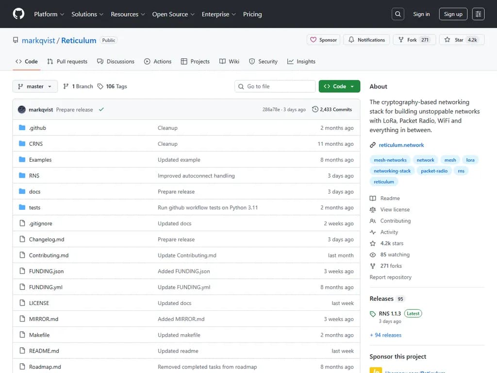 レティキュラム:安全かつ匿名性を備えたメッシュ・ネットワーキングスタック