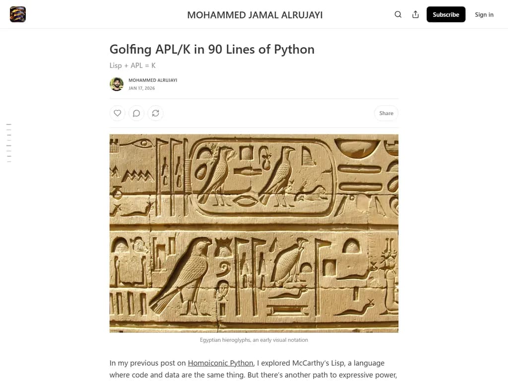 「Pythonで90行に凝縮するAPL/K のゴルフ」