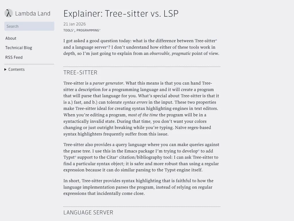 **Tree‑sitter 対 言語サーバー**