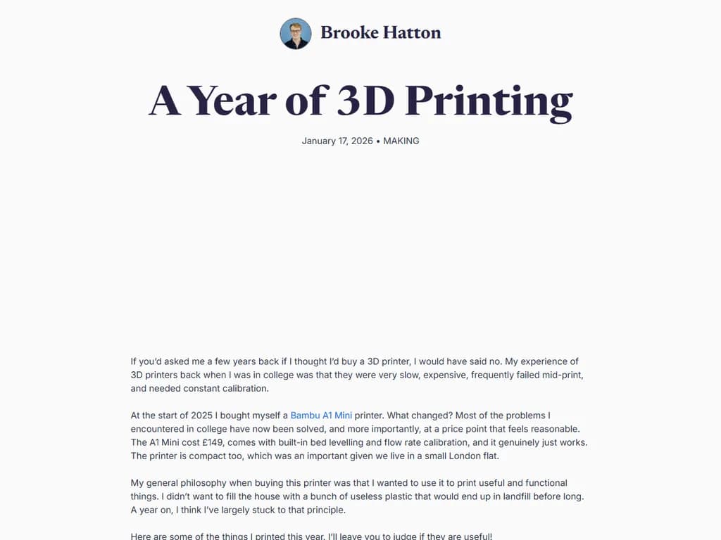 **3Dプリンティングの一年間**