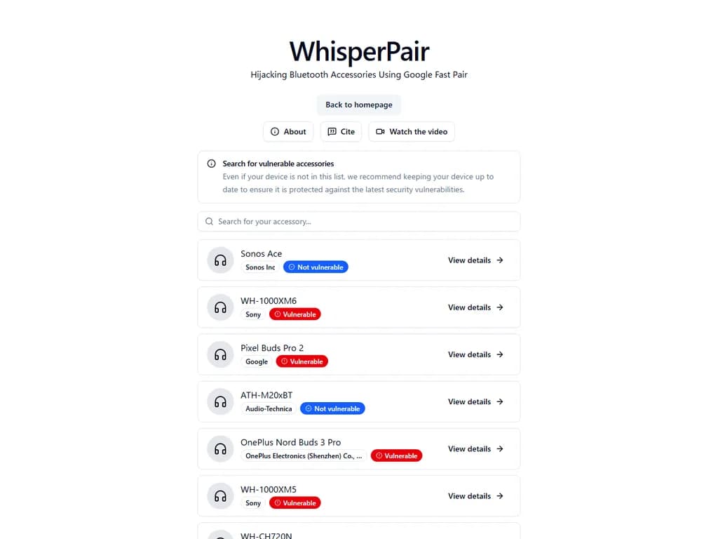 **脆弱なWhisperPairデバイス – ファストペアでBluetoothアクセサリをハイジャックする**