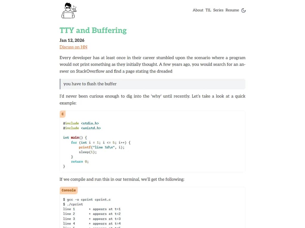 **TTYとバッファリング**