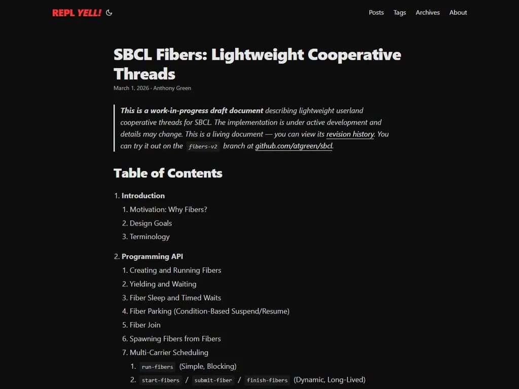 **SBCL Fibers – 軽量協調スレッド**