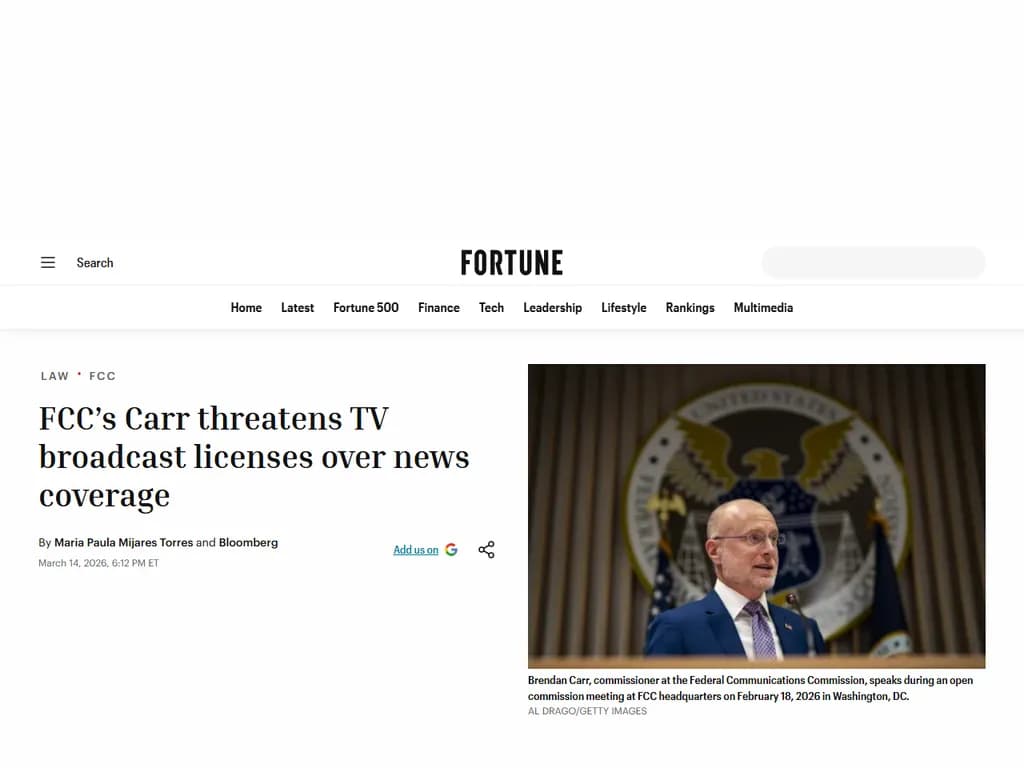 FCC局長、ニュース報道を理由にテレビ放送ライセンスを脅迫