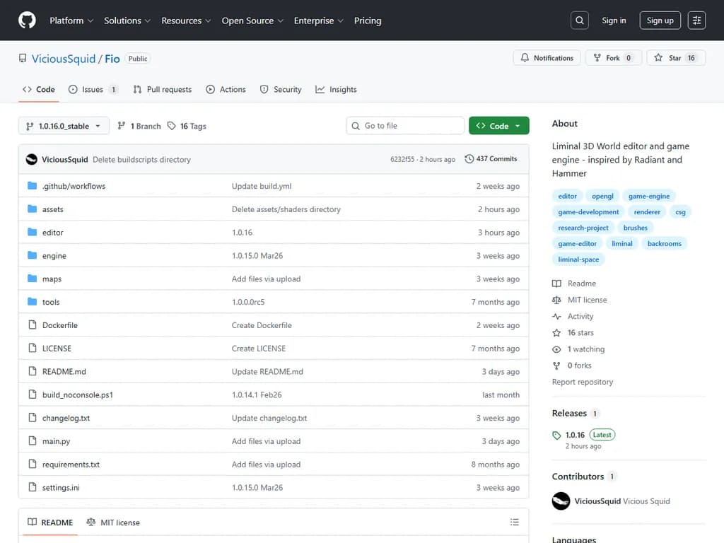 **Show HN:** *Fio:3Dワールド エディター/ゲームエンジン – Radiant と Hammer にインスパイアされた*